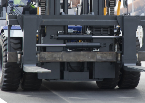 A closeup image of a lifttruck's fork.